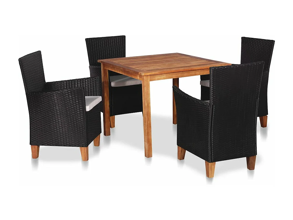 Salle à manger de jardin 5 pcs Résine tressée Noir et marron BE47894