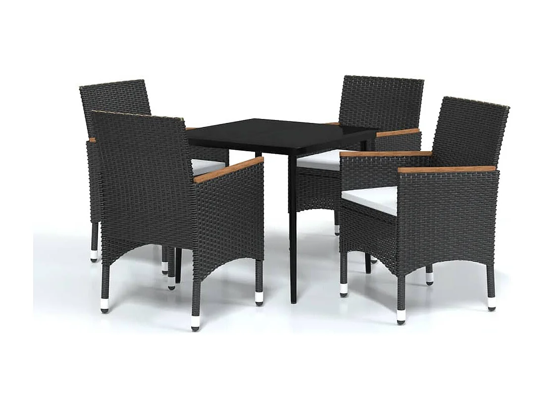 Ensemble à manger de jardin avec coussins 5 pcs Noir BE98707