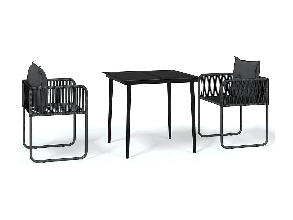 Ensemble de salle à manger de jardin 3 pcs Noir GFDF94771