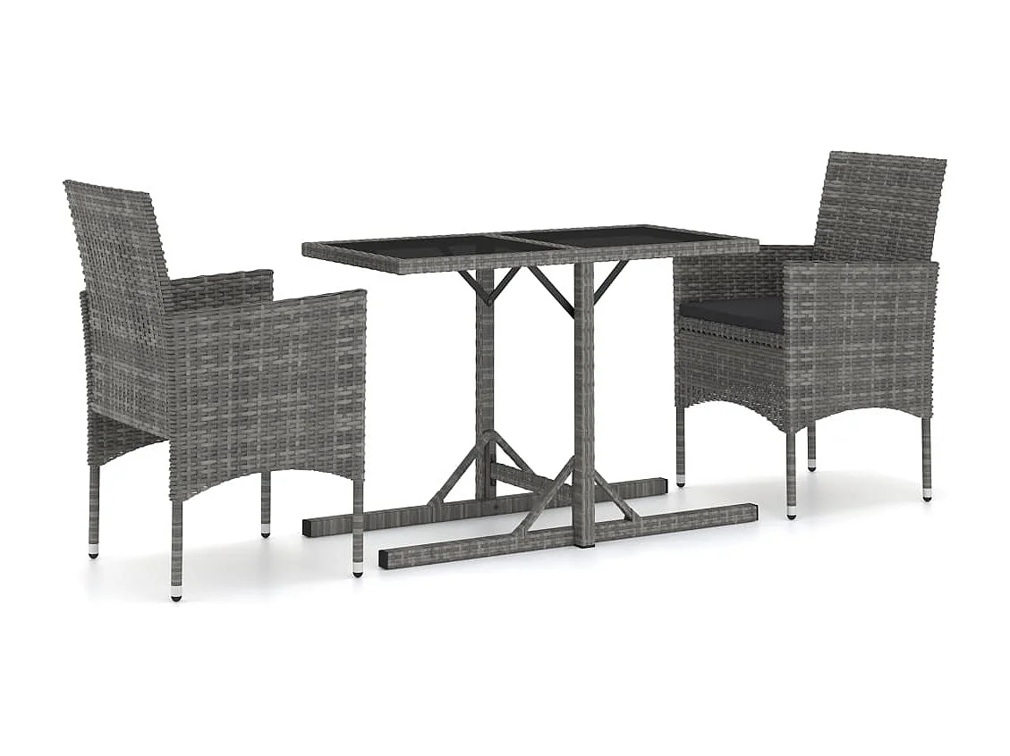 Ensemble de salle à manger de jardin 3 pcs Gris BE48647