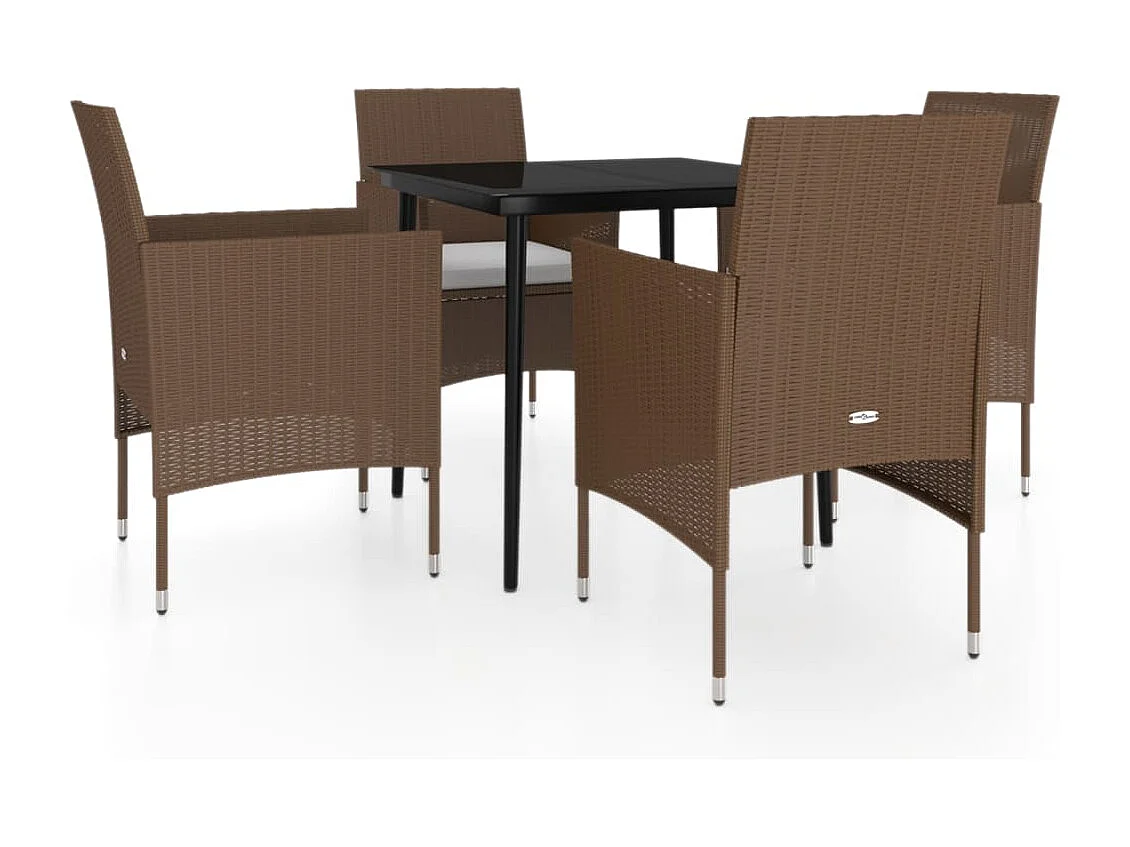 Comedor de jardín 5 piezas con cojines marrón y negro YOE42372