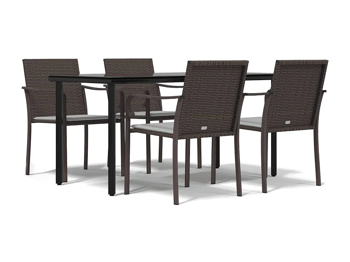 Ensemble à manger de jardin 5 pcs coussins résine tressée acier BE54907