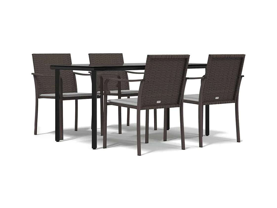 Comedor de jardín 5 piezas y cojines ratán sintético y acero YOE78876