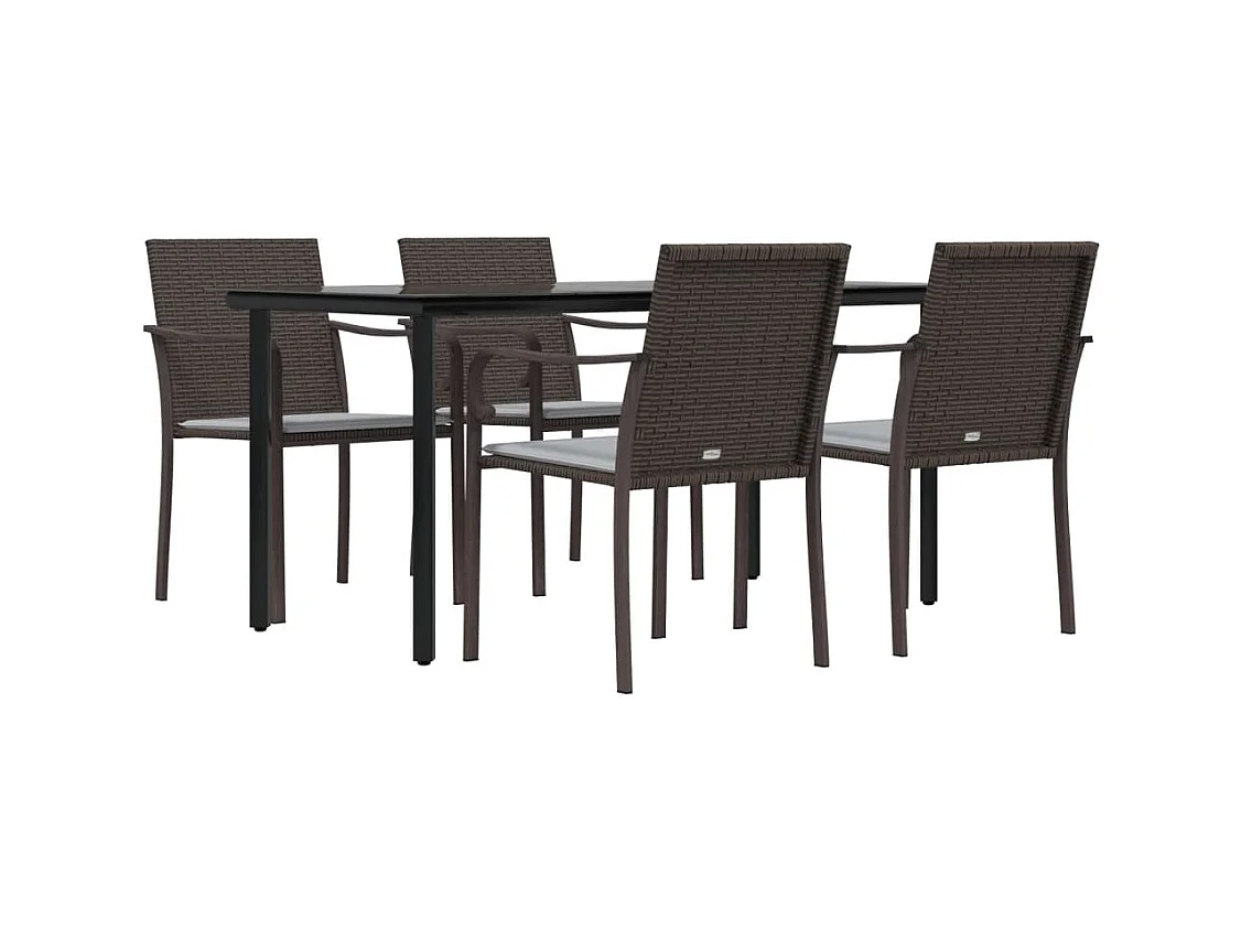 Comedor de jardín 5 piezas y cojines ratán sintético y acero YOE78876