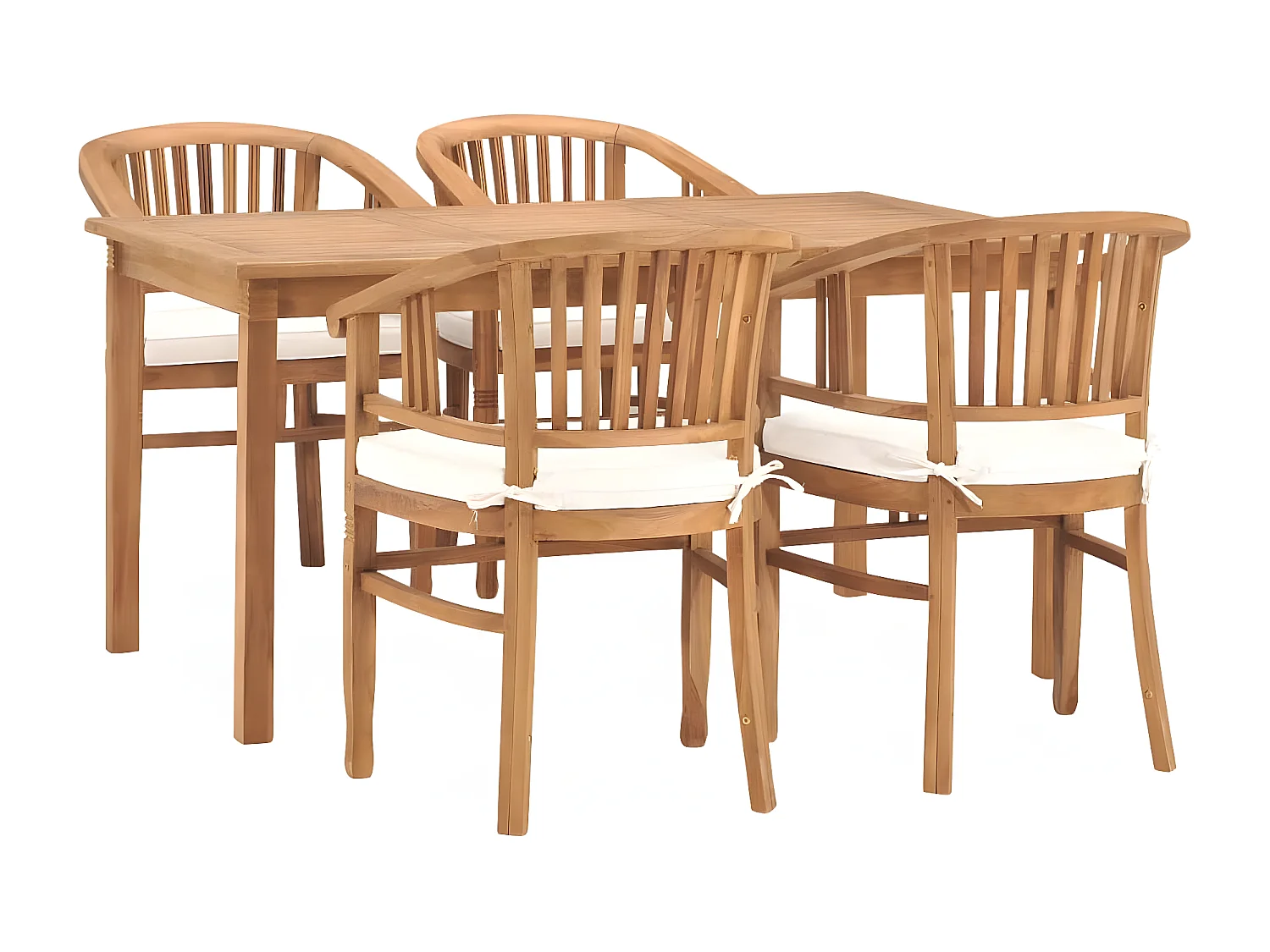 Ensemble de salle à manger de jardin 5 pcs avec coussins Teck BE63248