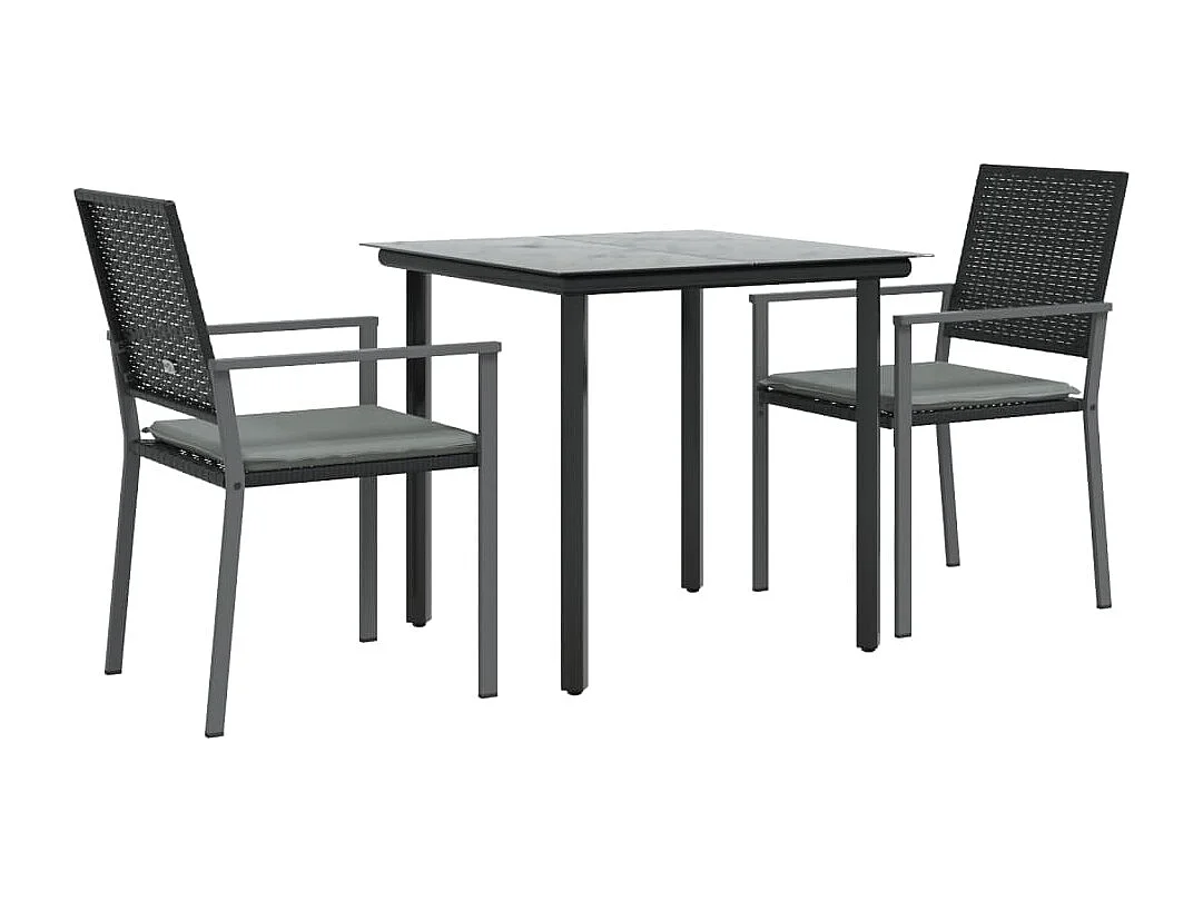 3-delige Tuinset met kussens poly rattan en staal NL790930