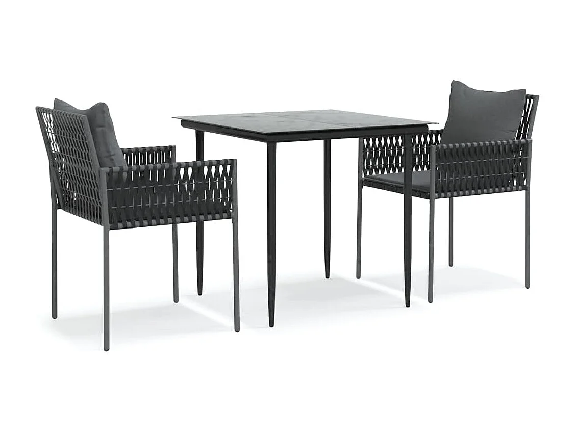 Ensemble à manger de jardin 3 pcs coussins résine tressée acier BE91741