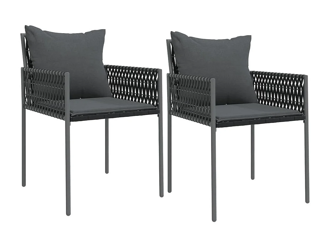 Ensemble à manger de jardin 3 pcs coussins résine tressée acier BE91741