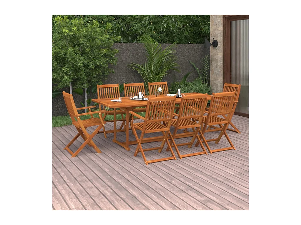 Salle à manger de jardin 9 pcs Bois d'acacia massif BE82523