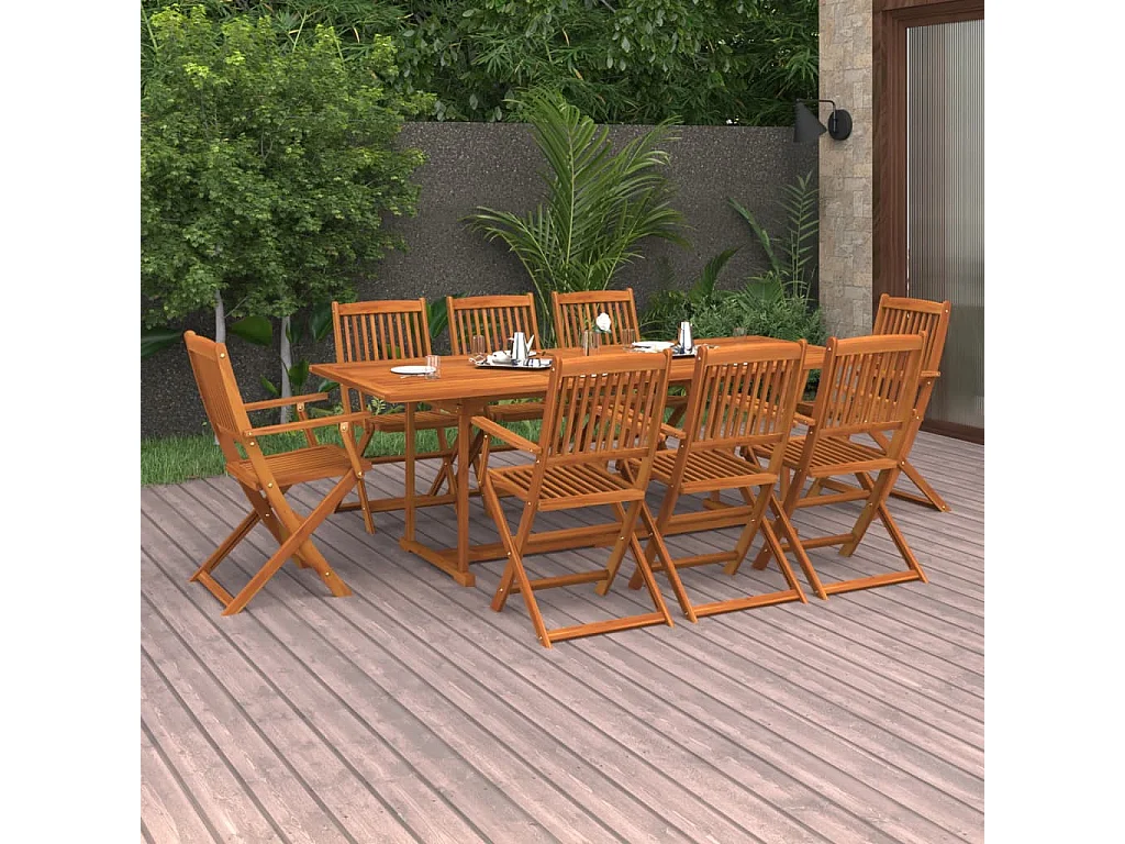 Salle à manger de jardin 9 pcs Bois d'acacia massif BE82523