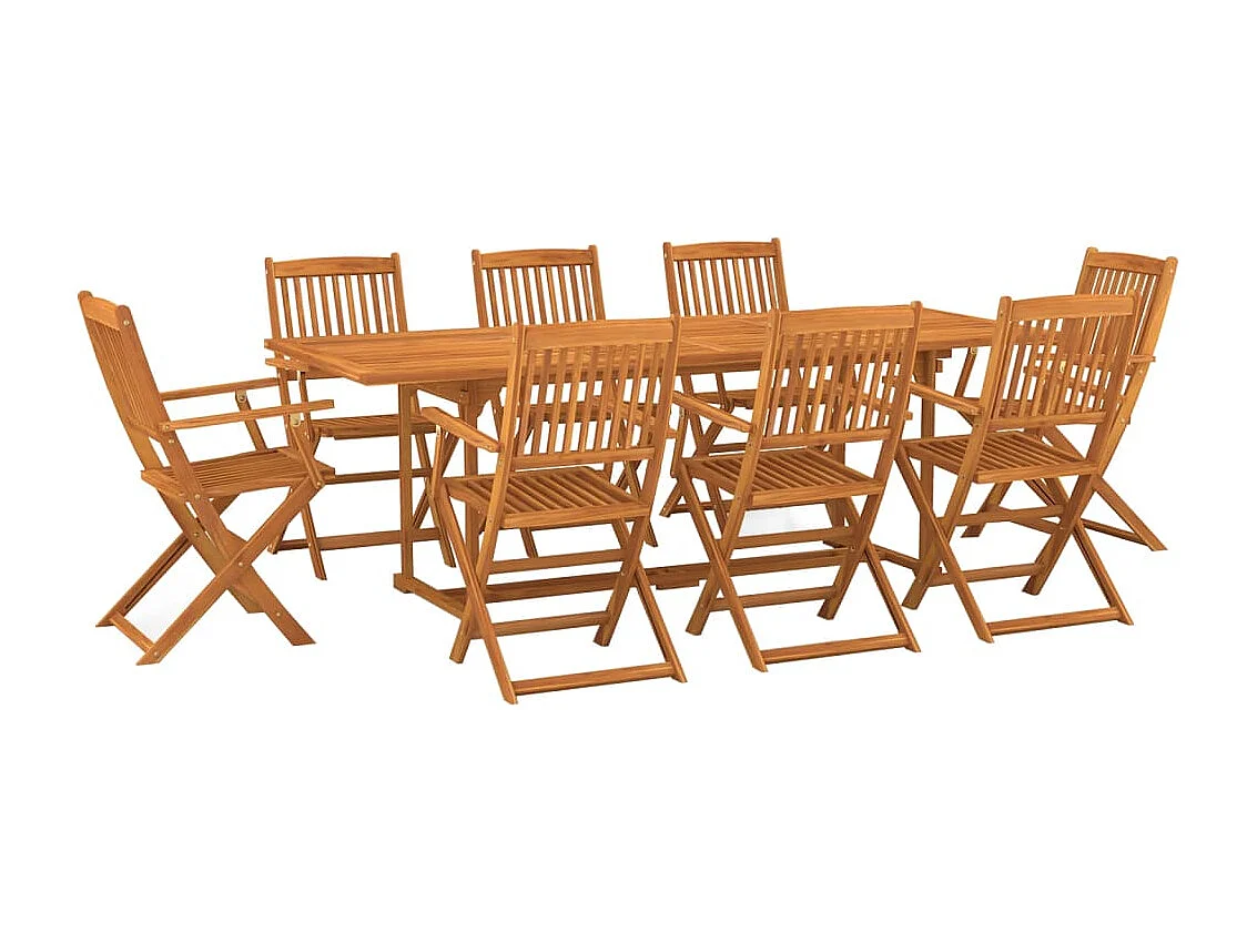 Salle à manger de jardin 9 pcs Bois d'acacia massif BE82523