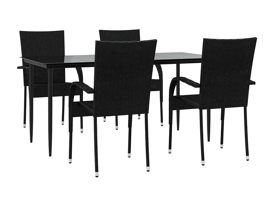Ensemble à manger de jardin 5 pcs Noir Résine tressée BE16853