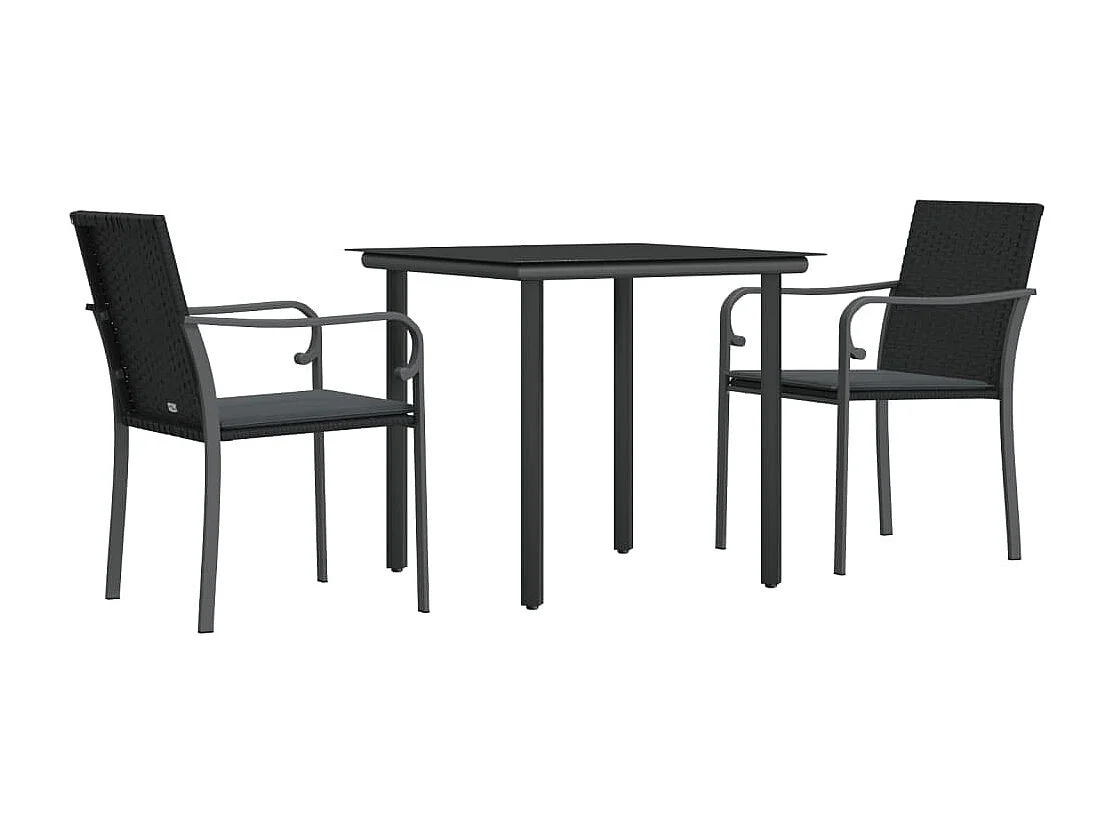 Ensemble à manger de jardin 3 pcs coussins résine tressée acier BE18819