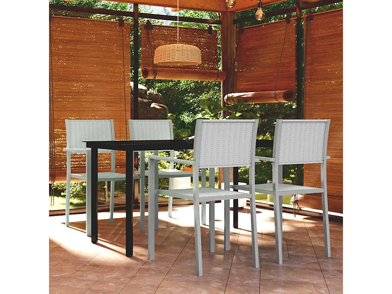 5 pcs conjunto de jantar para jardim branco PT120244