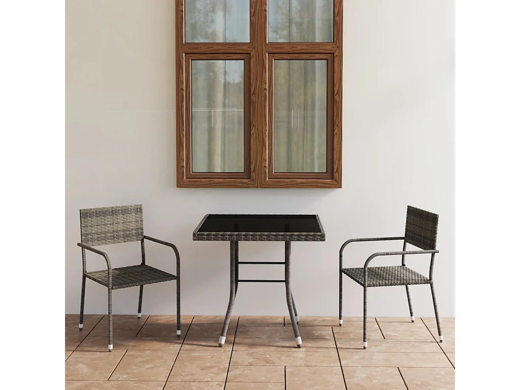 Salle à manger de jardin 3 pcs Résine tressée Anthracite et gris BE58247