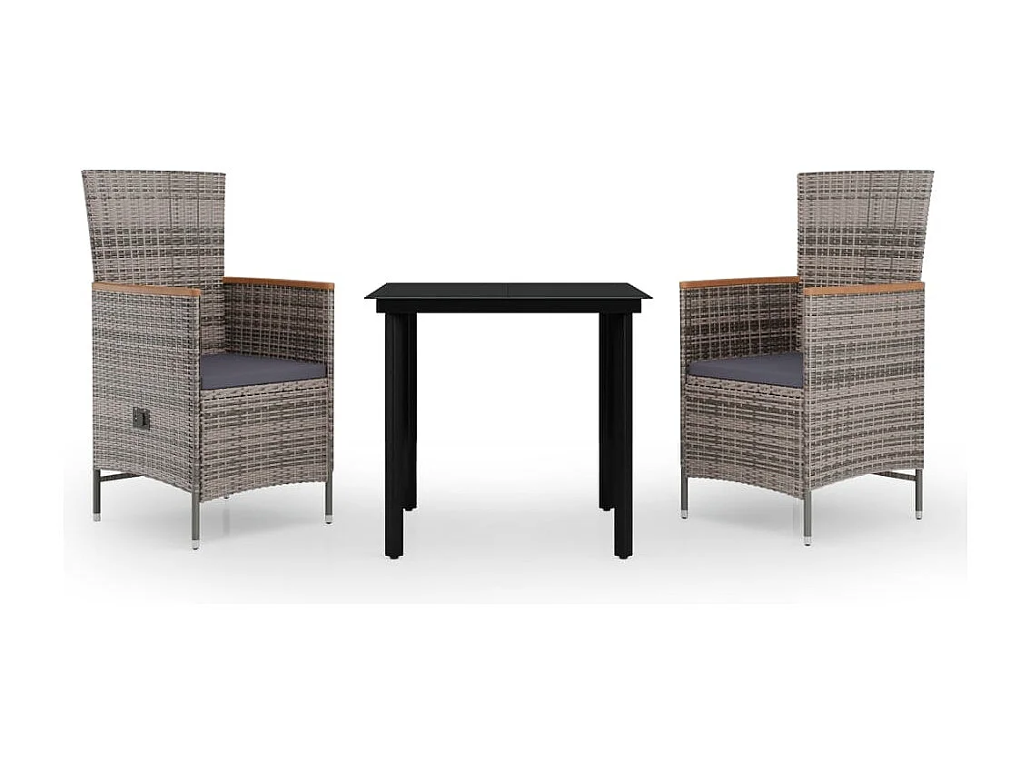 Ensemble de salle à manger de jardin avec coussins 3 pcs Gris BE88606