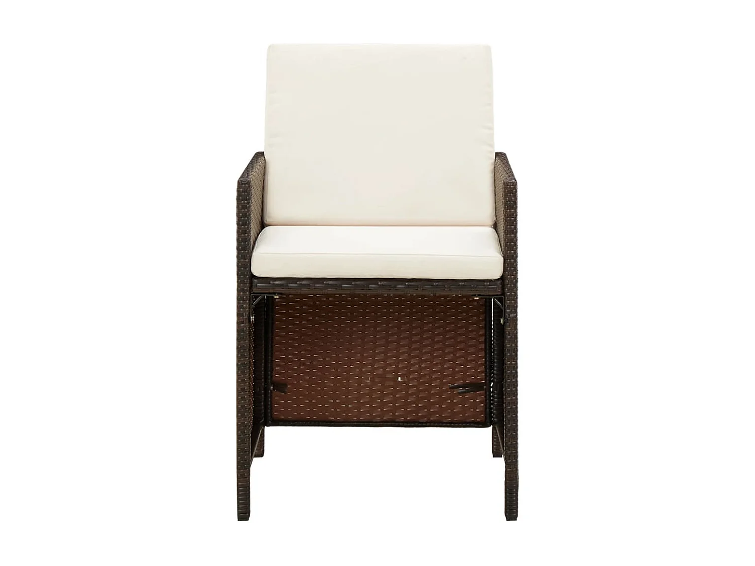 Salle à manger de jardin et coussins 5 pcs Poly rotin Marron BE94938