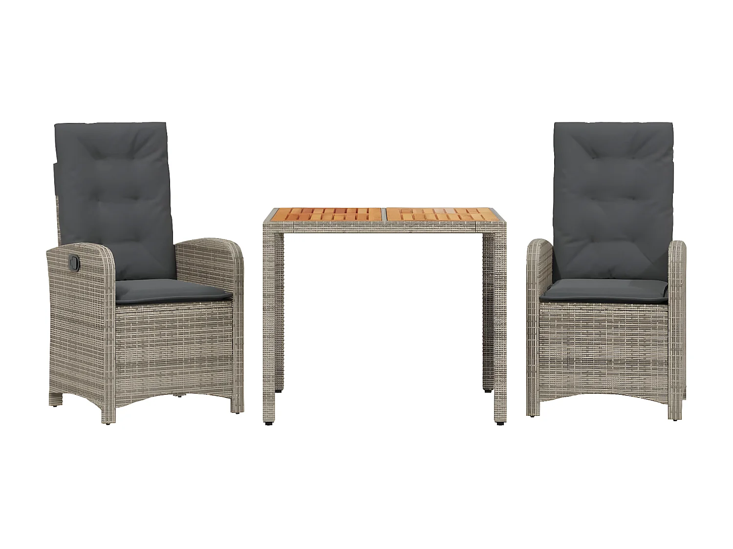 3-delige Tuinset met kussens poly rattan grijs NL795368