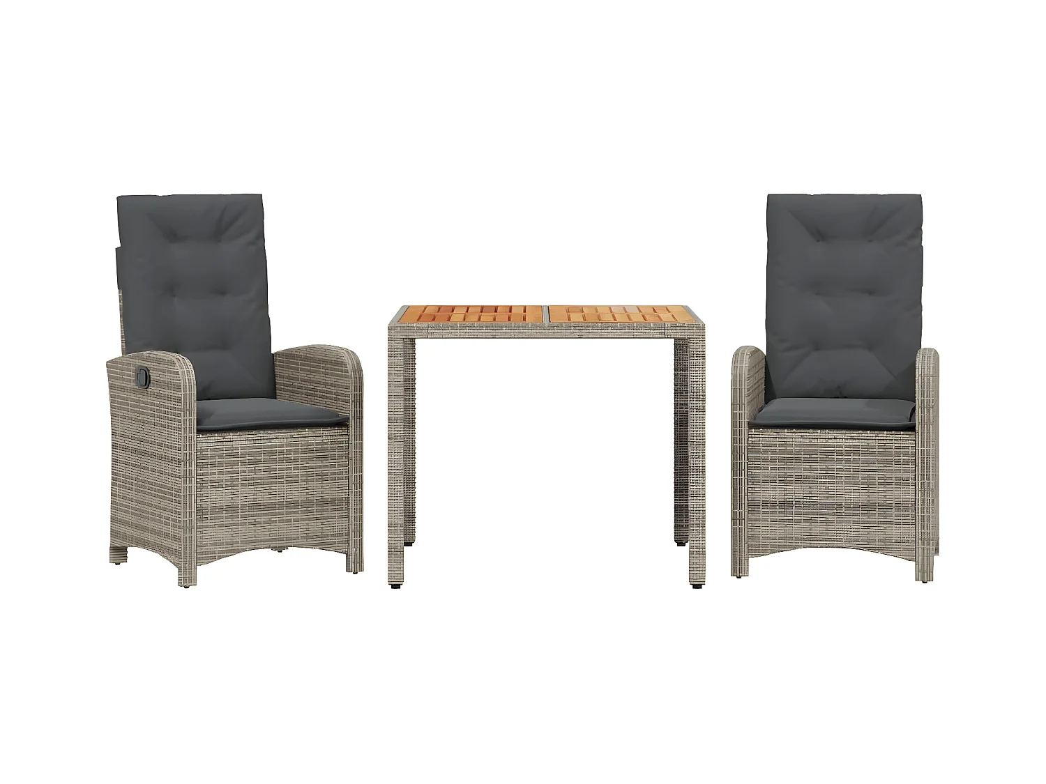 Ensemble à manger de jardin 3 pcs coussins gris résine tressée BE77927