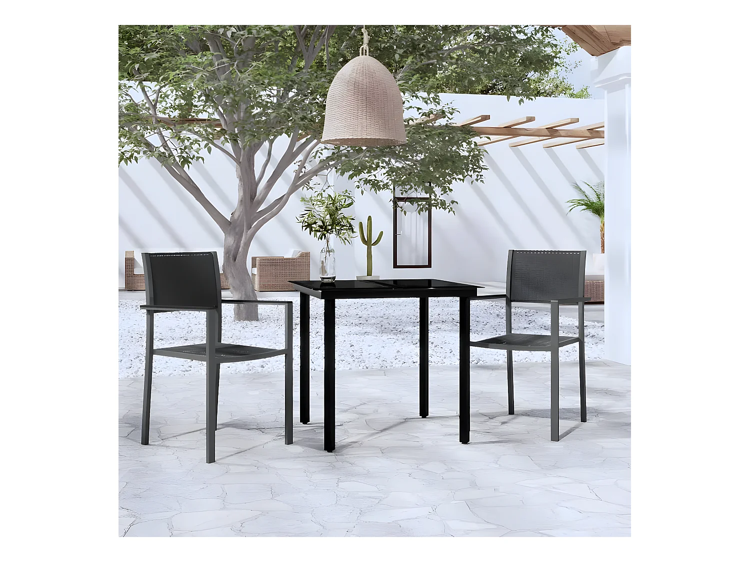Ensemble de salle à manger de jardin 3 pcs Noir BE22821
