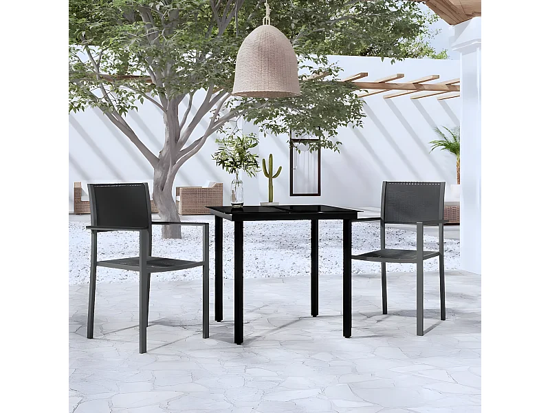 Ensemble de salle à manger de jardin 3 pcs Noir BE22821
