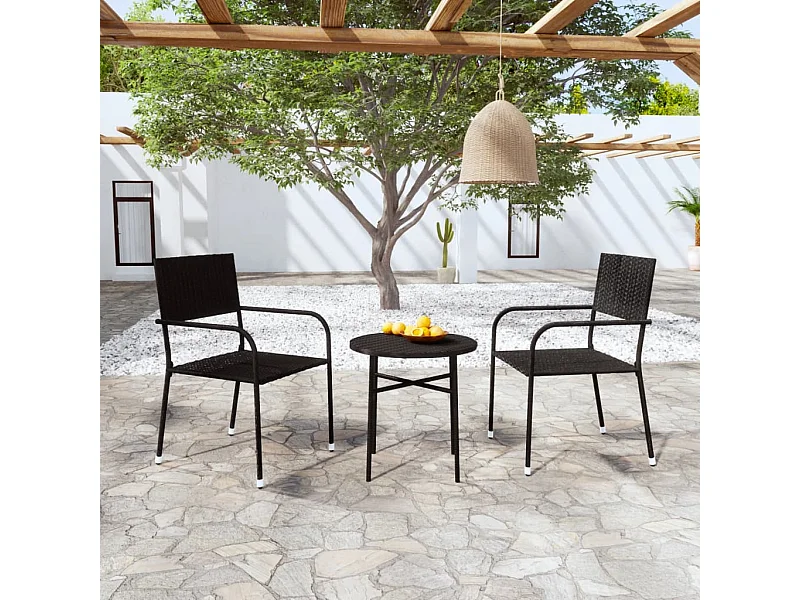 Salle à manger de jardin 3 pcs Résine tressée Noir BE83658