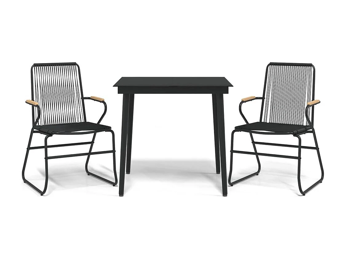 Ensemble à manger de jardin 3 pcs noir rotin PVC BE63403