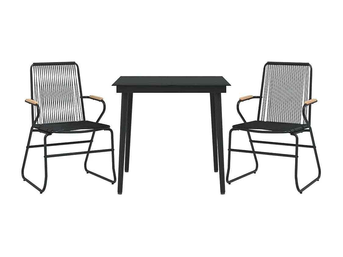 Ensemble à manger de jardin 3 pcs noir rotin PVC BE63403
