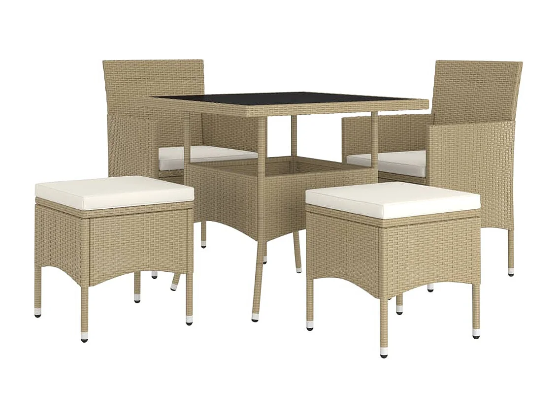 5-tlg. Garten-Essgruppe,Gartensitzgruppe Poly Rattan Beige -gkd39282