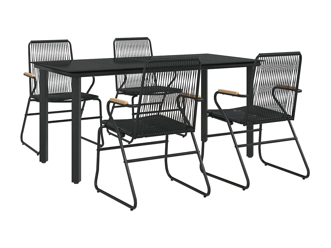 Ensemble à manger de jardin 5 pcs Noir Rotin PVC BE82884