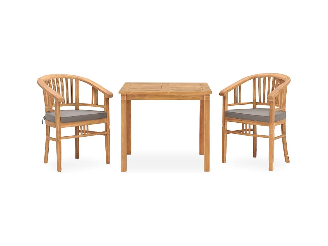 Ensemble de salle à manger de jardin 3 pcs avec coussins Teck BE86061