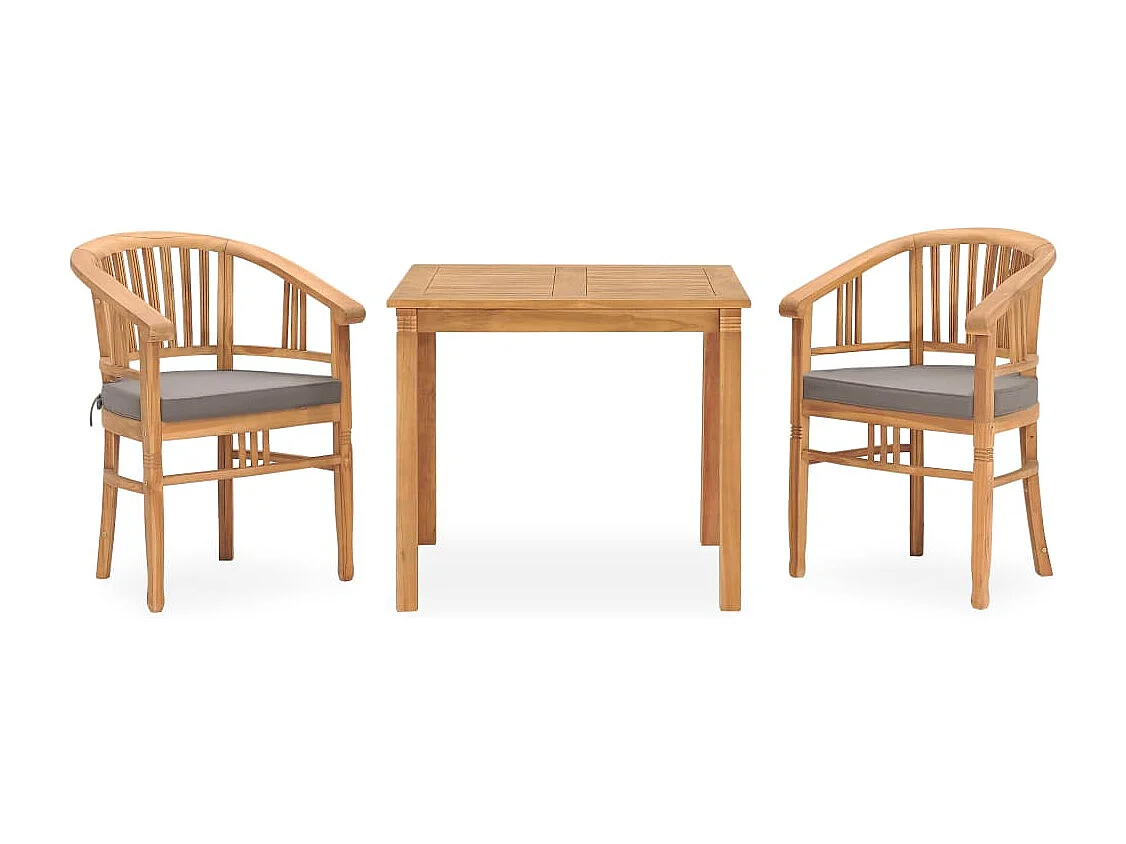 Ensemble de salle à manger de jardin 3 pcs avec coussins Teck BE86061