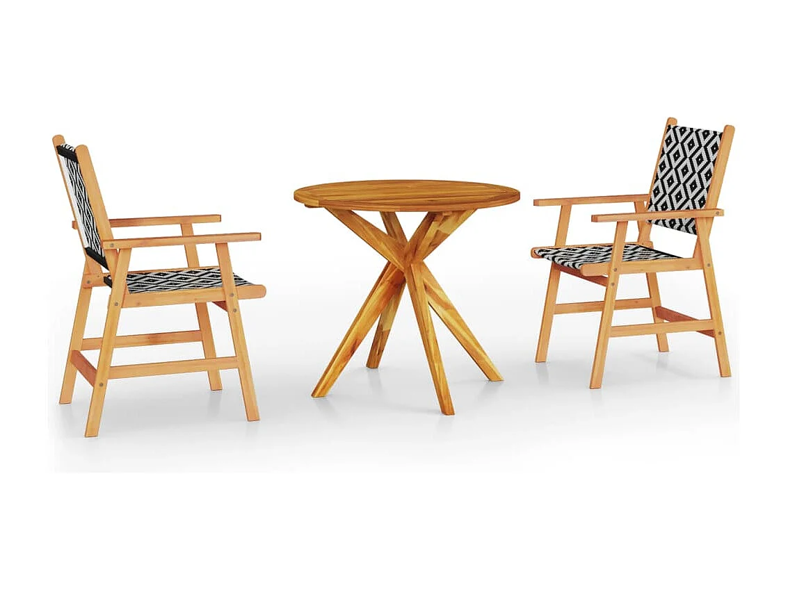 Ensemble à manger de jardin 3 pcs Bois d'acacia solide BE48282
