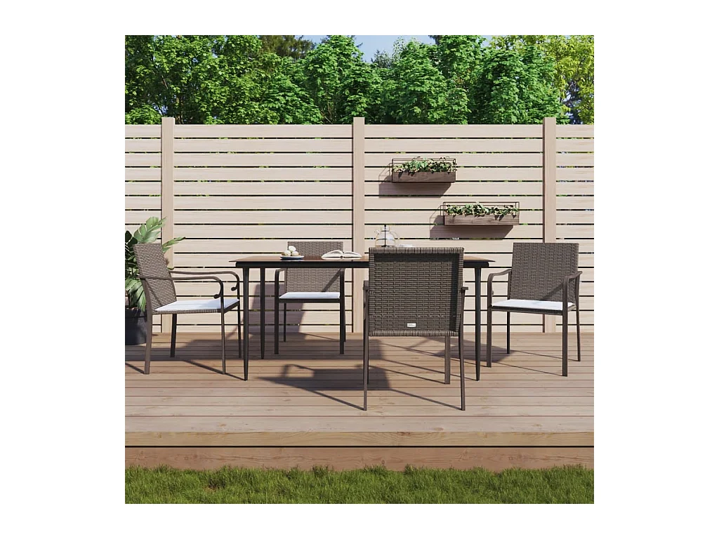 Ensemble à manger de jardin 5 pcs coussins résine tressée acier BE74166