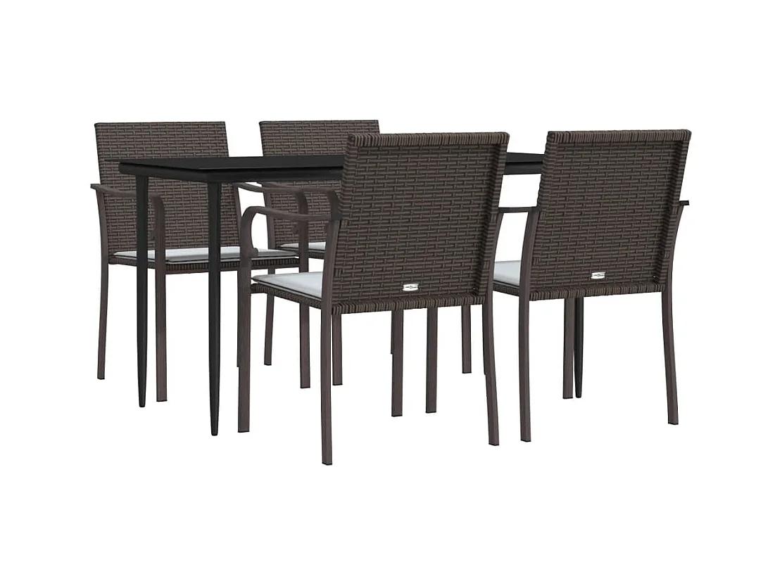 Comedor de jardín 5 piezas y cojines ratán sintético y acero YOE74623