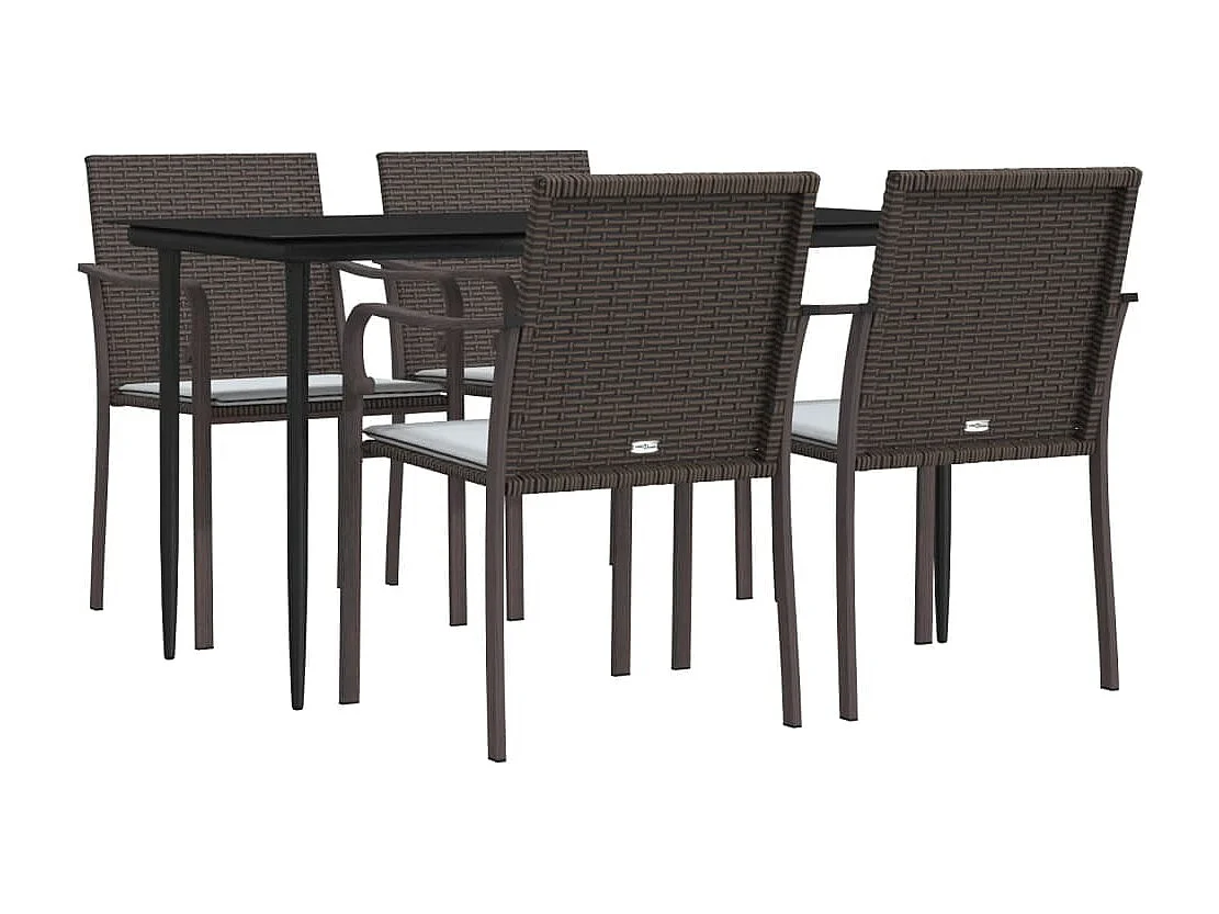 Ensemble à manger de jardin 5 pcs coussins résine tressée acier BE74166