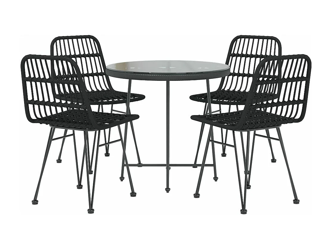 Ensemble à manger de jardin 5 pcs Noir Résine tressée BE55756