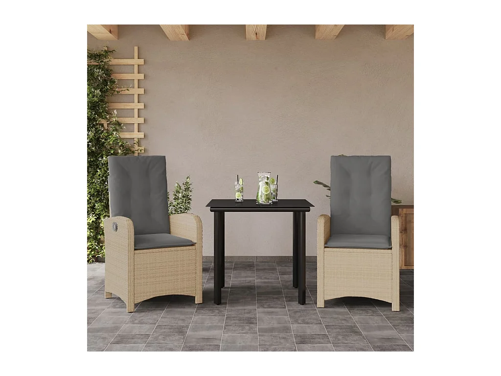 Ensemble à manger de jardin et coussins 3 pcs mélange beige BE94298