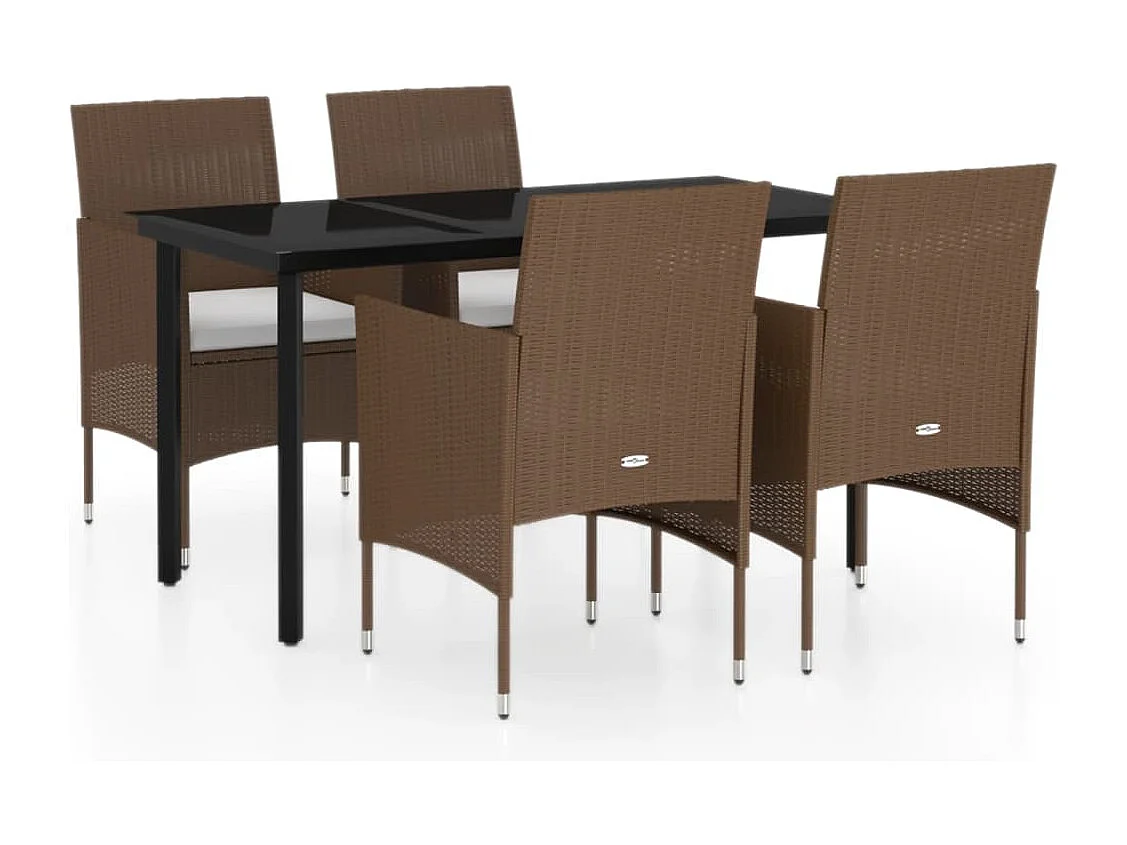 Ensemble à manger de jardin coussins 5 pcs Marron/noir GFDF37440