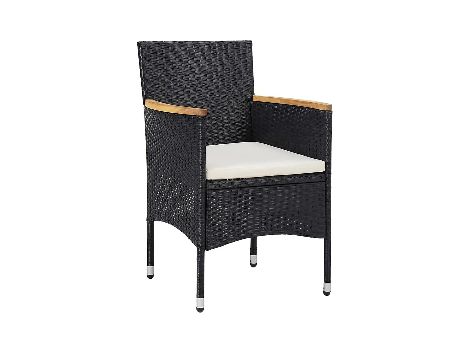 5-tlg. Garten-Essgruppe,Gartensitzgruppe Schwarz Poly Rattan und Akazienholz -gkd65731