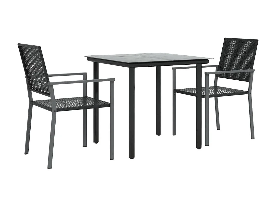 3 pcs conjunto de jantar p/ jardim vime PE e aço PT670938