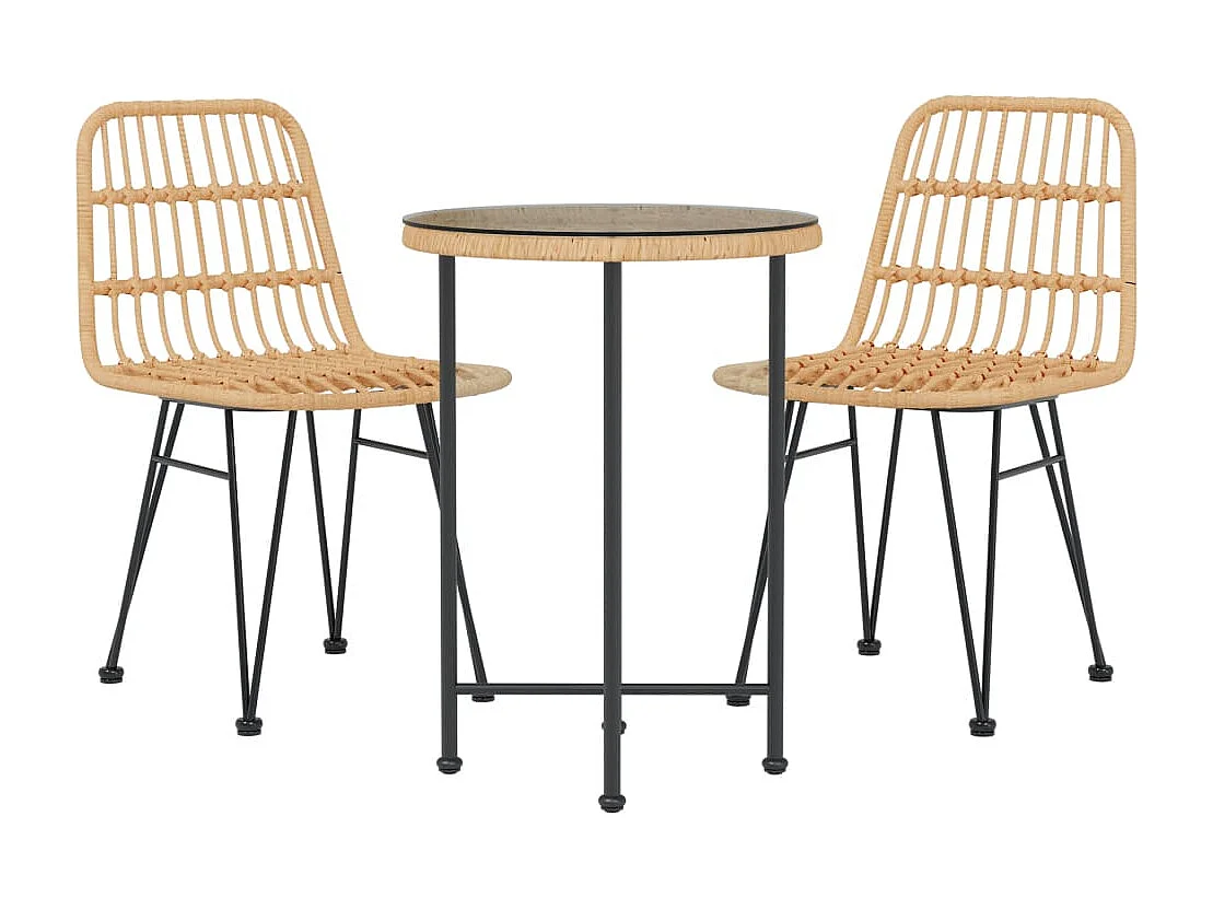 3-tlg. Garten-Essgruppe,Gartensitzgruppe Poly Rattan -gkd22077