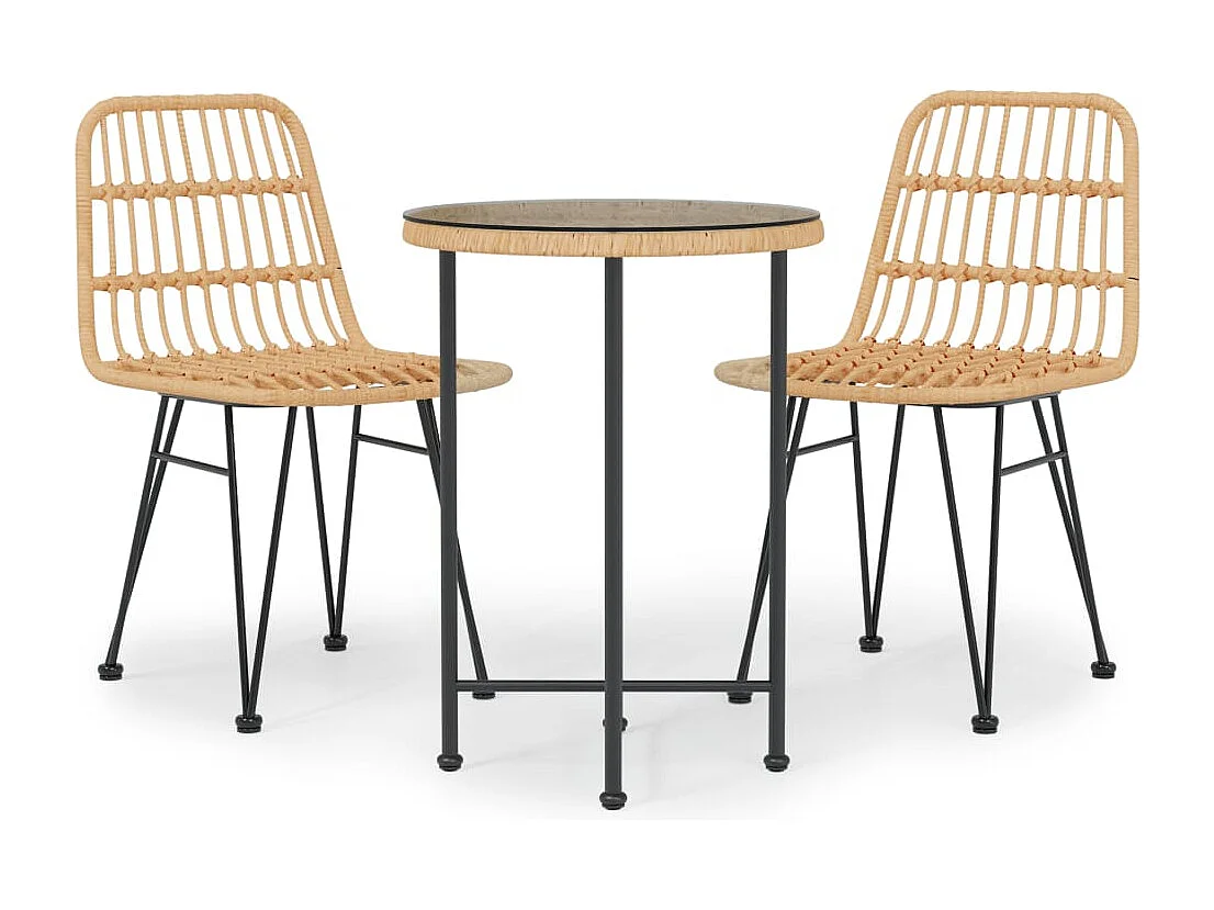 Ensemble à manger de jardin 3 pcs Résine tressée BE80159