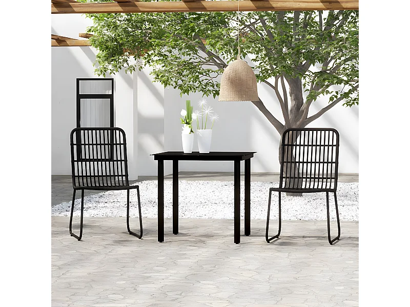 3 pcs conjunto de jantar para jardim preto PT743951