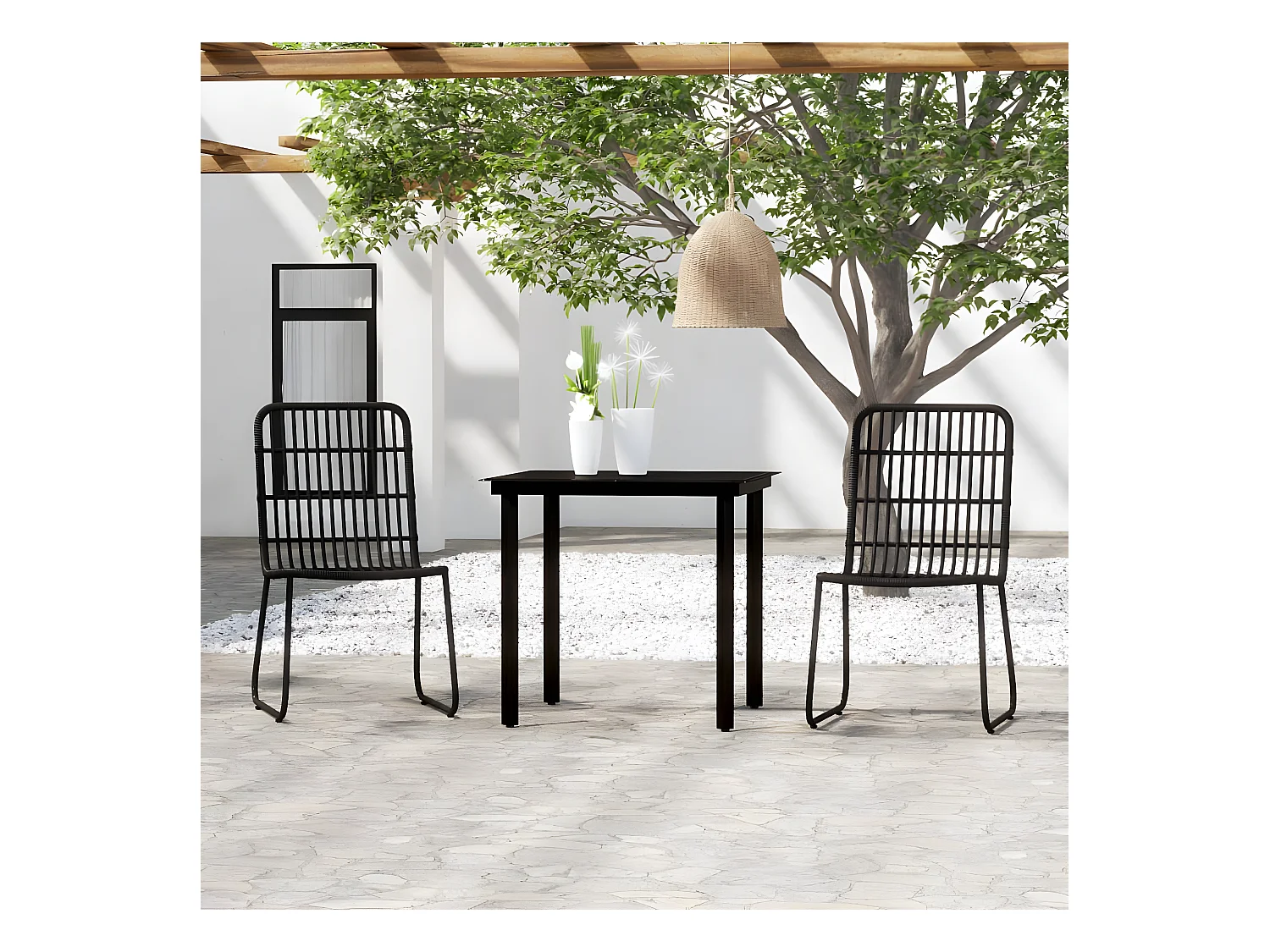 Comedor de jardín 3 piezas negro YOE30119