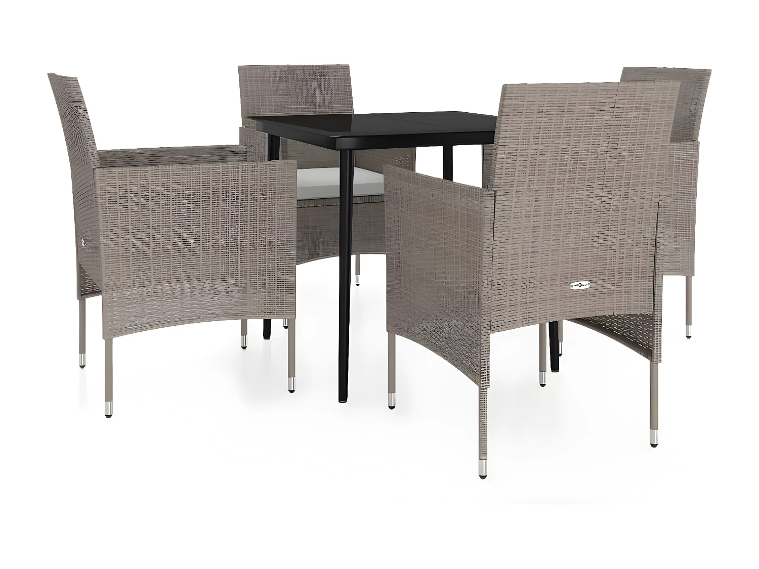 5-tlg. Garten-Essgruppe,Gartensitzgruppe mit Kissen Beige und Schwarz -gkd95306