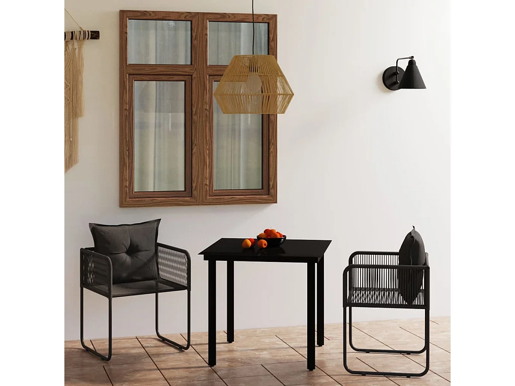 Ensemble de salle à manger de jardin 3 pcs Noir GFDF23689