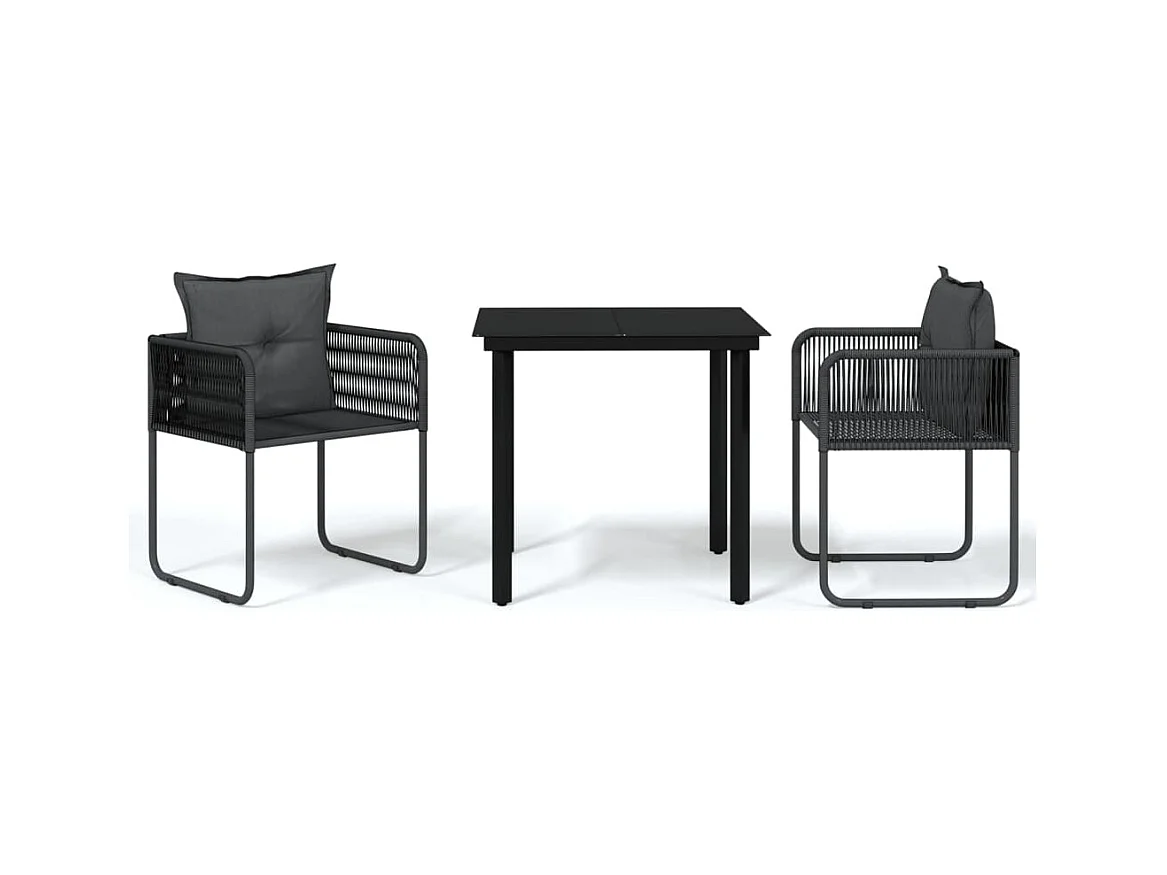 Ensemble de salle à manger de jardin 3 pcs Noir GFDF23689