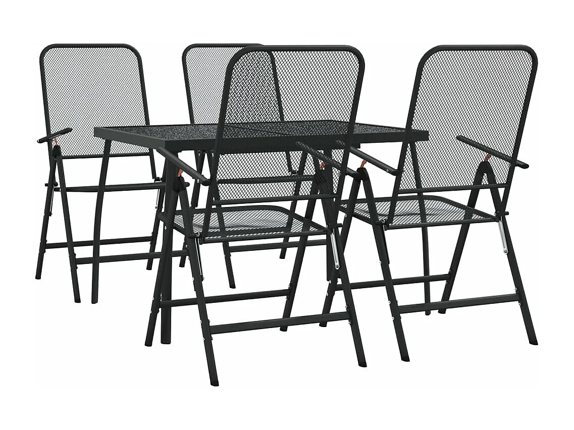Ensemble à manger de jardin 5 pcs anthracite métal maille BE56797