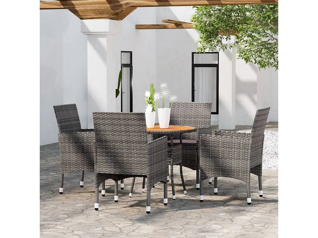 5-delige Tuinset poly rattan grijs NL774972